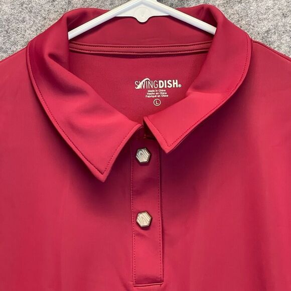 Swing Dish Shirt Women's Large Red Collared Clara Long Sleeve Crimson Golf Polo - Picture 3 of 15